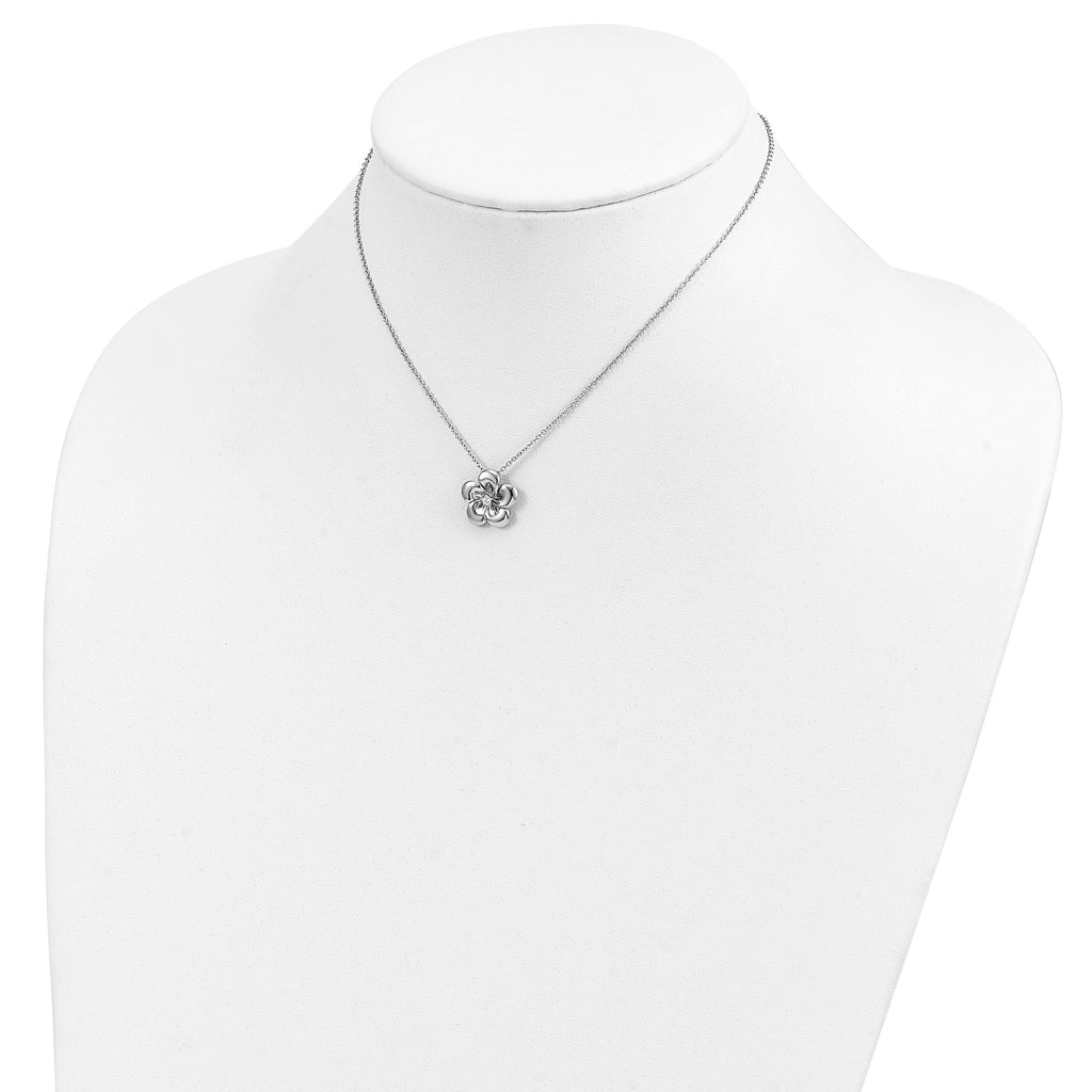 Sentimental Expressions Sterling Silver Rhodium-plated CZ Be A Blessing 14in. Necklace with 2in. ext
