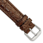 10mm Brown Alligator Grain Leather with Silver-tone Buckle 6.75 inch Watch Band
