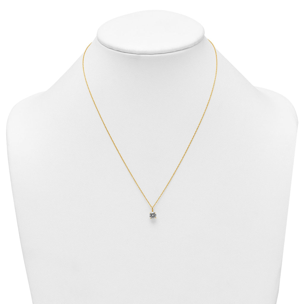 Round CZ Solitaire Necklace in 14K Yellow Gold