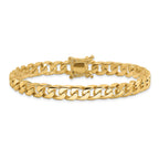 14K 8 inch 7.5mm Hand Polished Flat Beveled Curb Link with Box Catch Clasp Bracelet