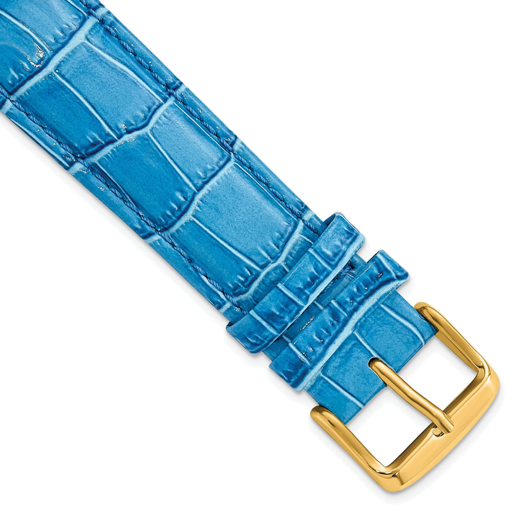 Blue Crocodile-Grain Chronograph Watch Band in Leather, 24mm