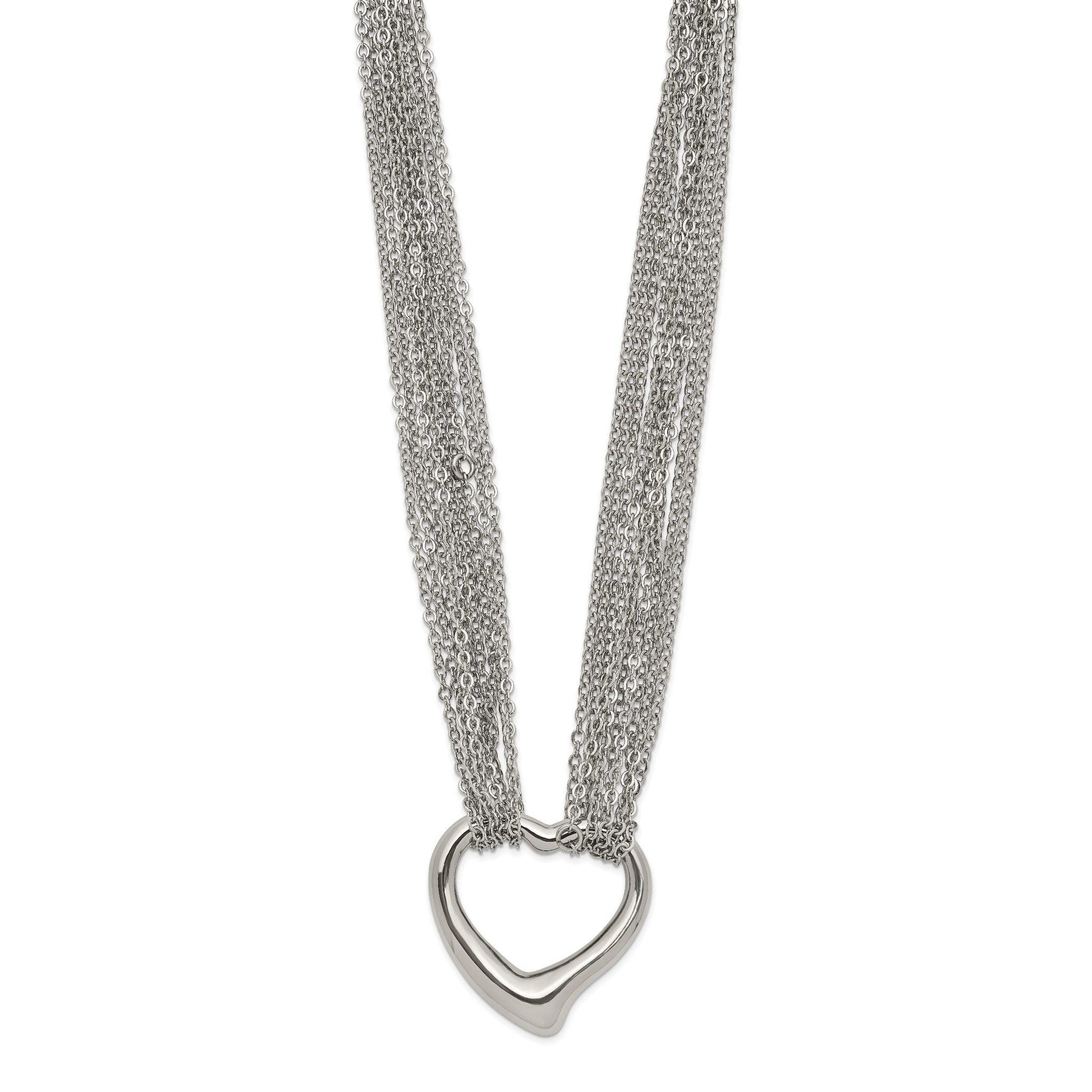 Heart Multi-Strand Necklace in Stainless Steel Secondary image