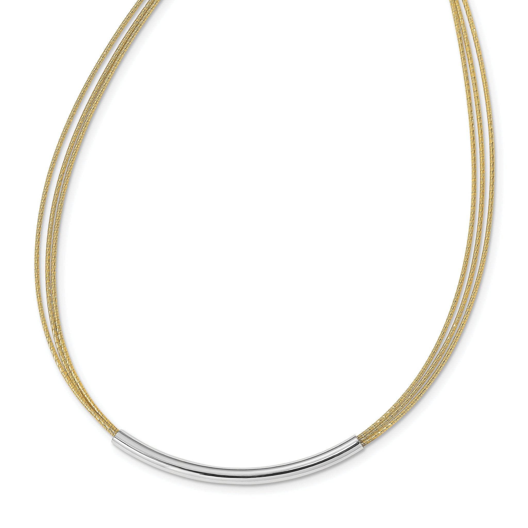 Sterling Silver Gold-plated Rhodium-Platedo-plated Bar w/ 2in Necklace Main image