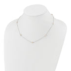 14k White Gold 5-6mm White Round Freshwater Cultured Pearl 7-station 18 inch Necklace
