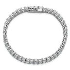 Cheryl M Sterling Silver Rhodium-plated Polished Emerald-cut CZ Tennis Bracelet