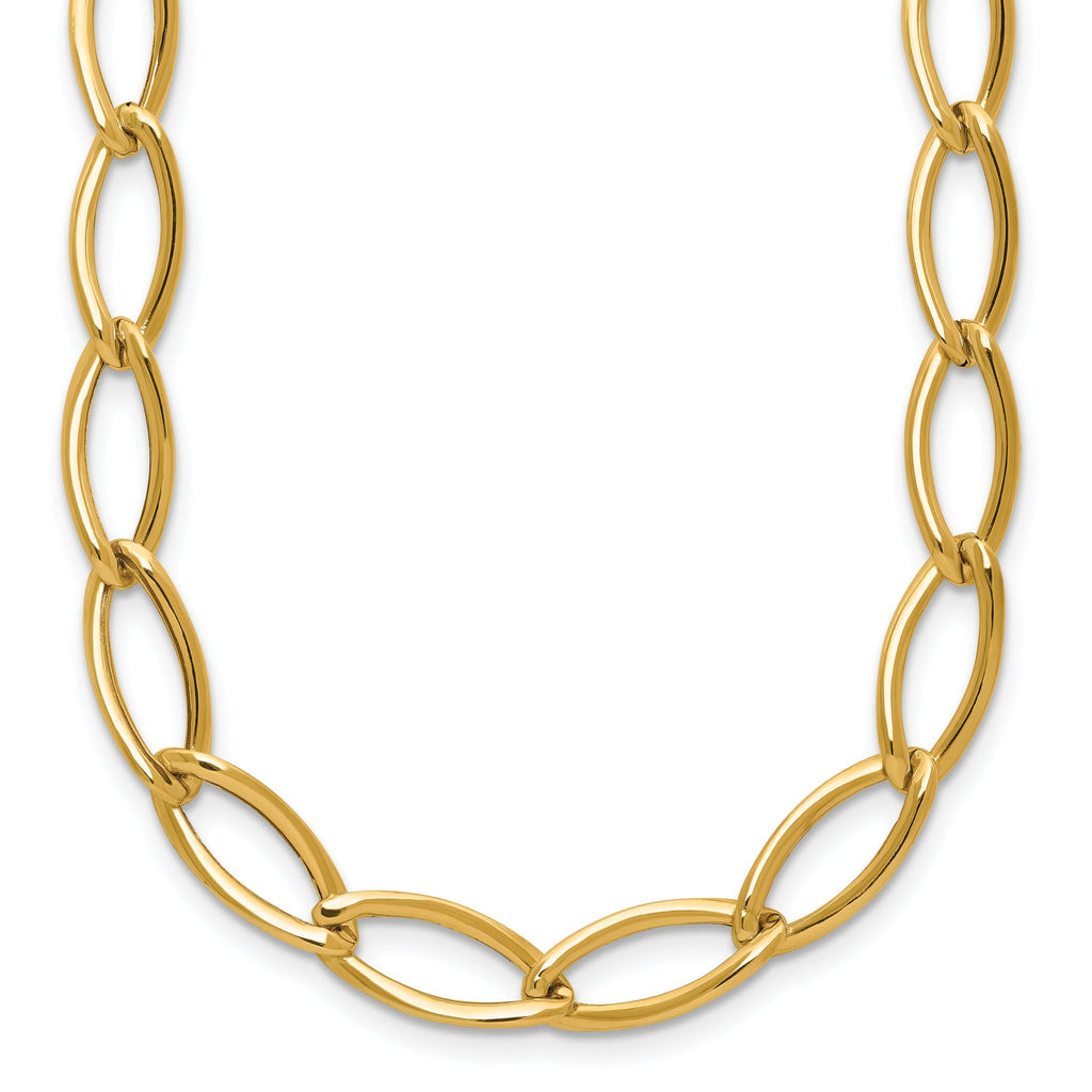 14K Polished Fancy Oval Link Necklace