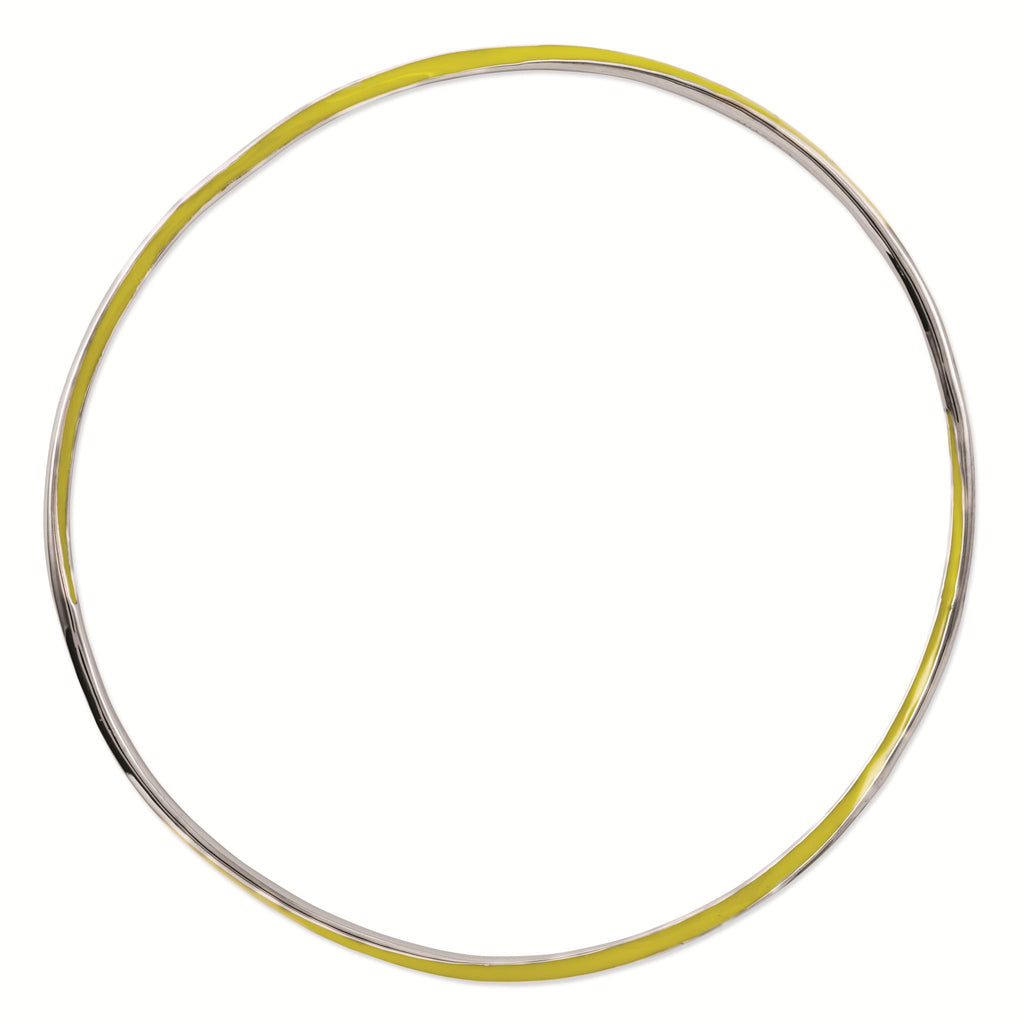 Sterling Silver Stackable Expressions Twisted Yellow Enamel Bangle