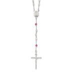 Sterling Silver Rose Quartz Rosary Necklace with Polished Finish Timeless Elegance for Women