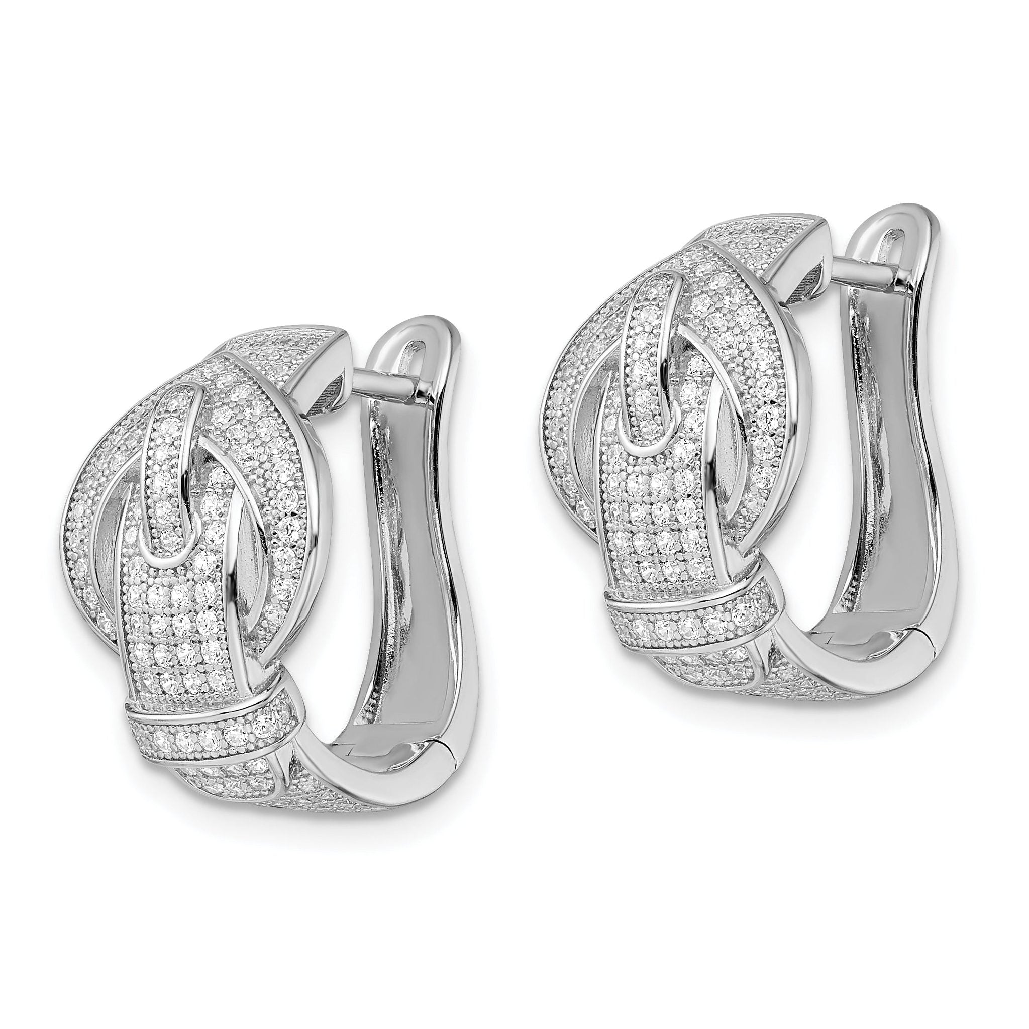 Sophia Jewelers Sterling Silver Cubic Zirconia Buckle Earrings with Rhodium Polish