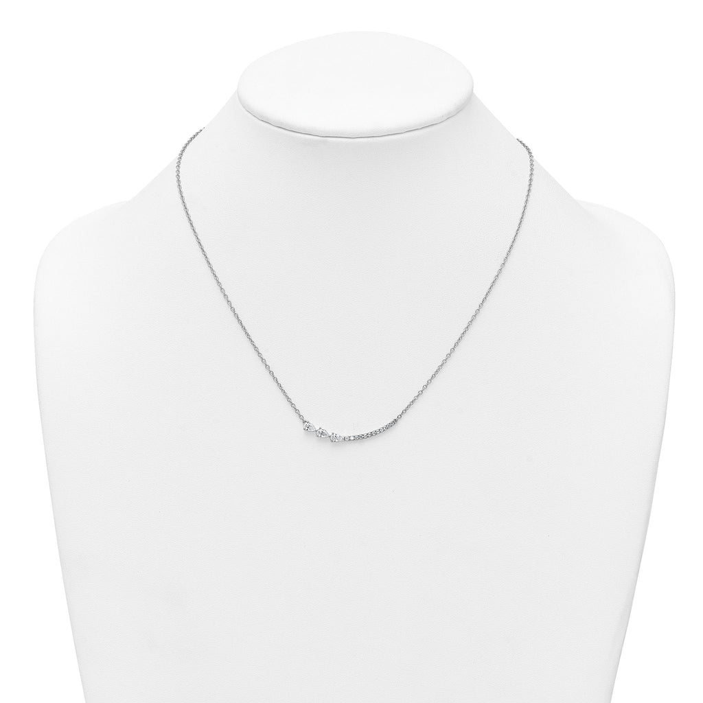 14k White Gold 3/4 carat Lab Grown Daimond VS+ F+ Complete 18 inch Fashion Bar Necklace