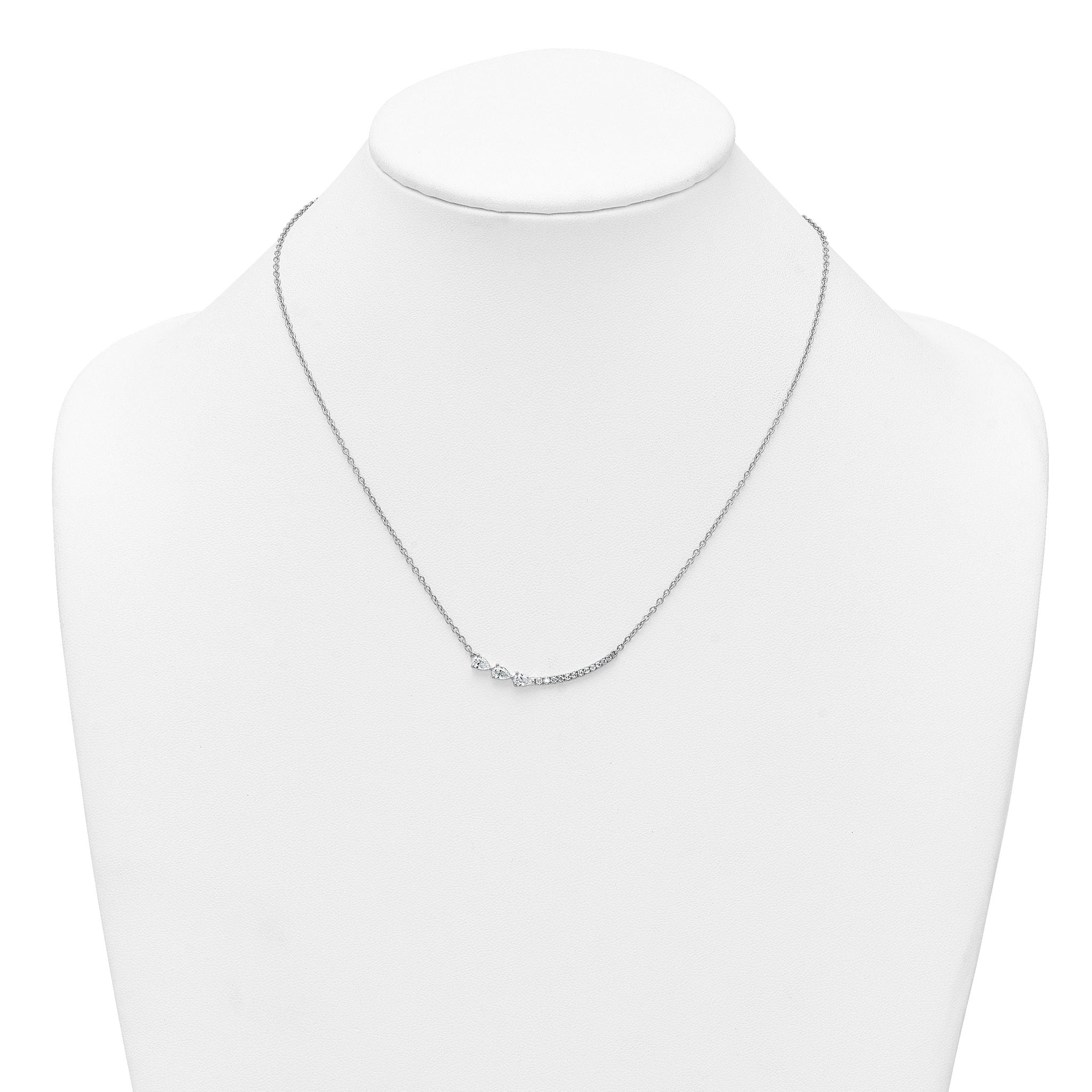 14k White Gold 3/4 carat Lab Grown Daimond VS+ F+ Complete 18 inch Fashion Bar Necklace