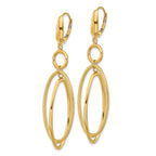 10k Polished and Textured Oval Dangle Leverback Earrings