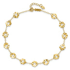 14k Ruffle Star Flowers 10 inch Plus 1 inch Extender - Total 11 inch Anklet