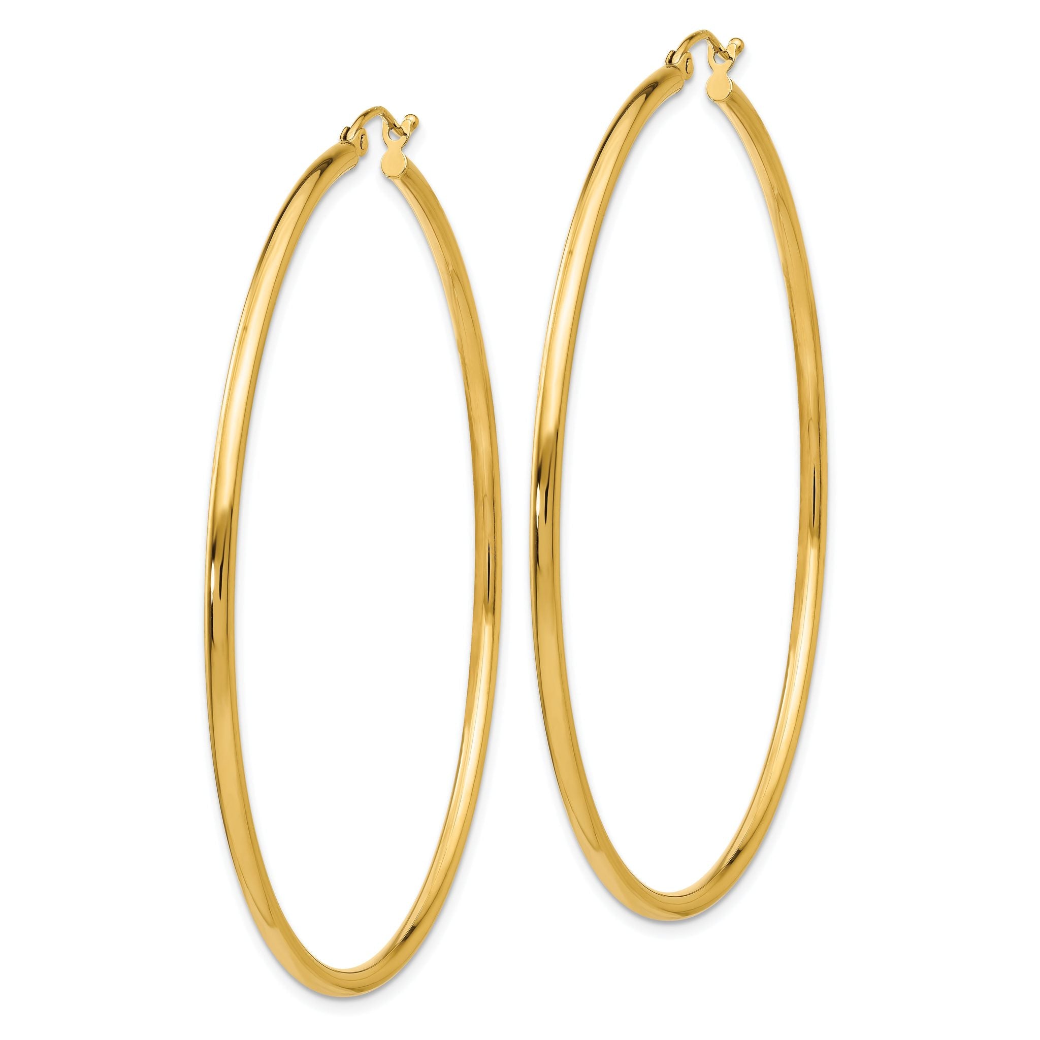 14k Polished 2x60mm Tube Hoop Earrings Secondary image