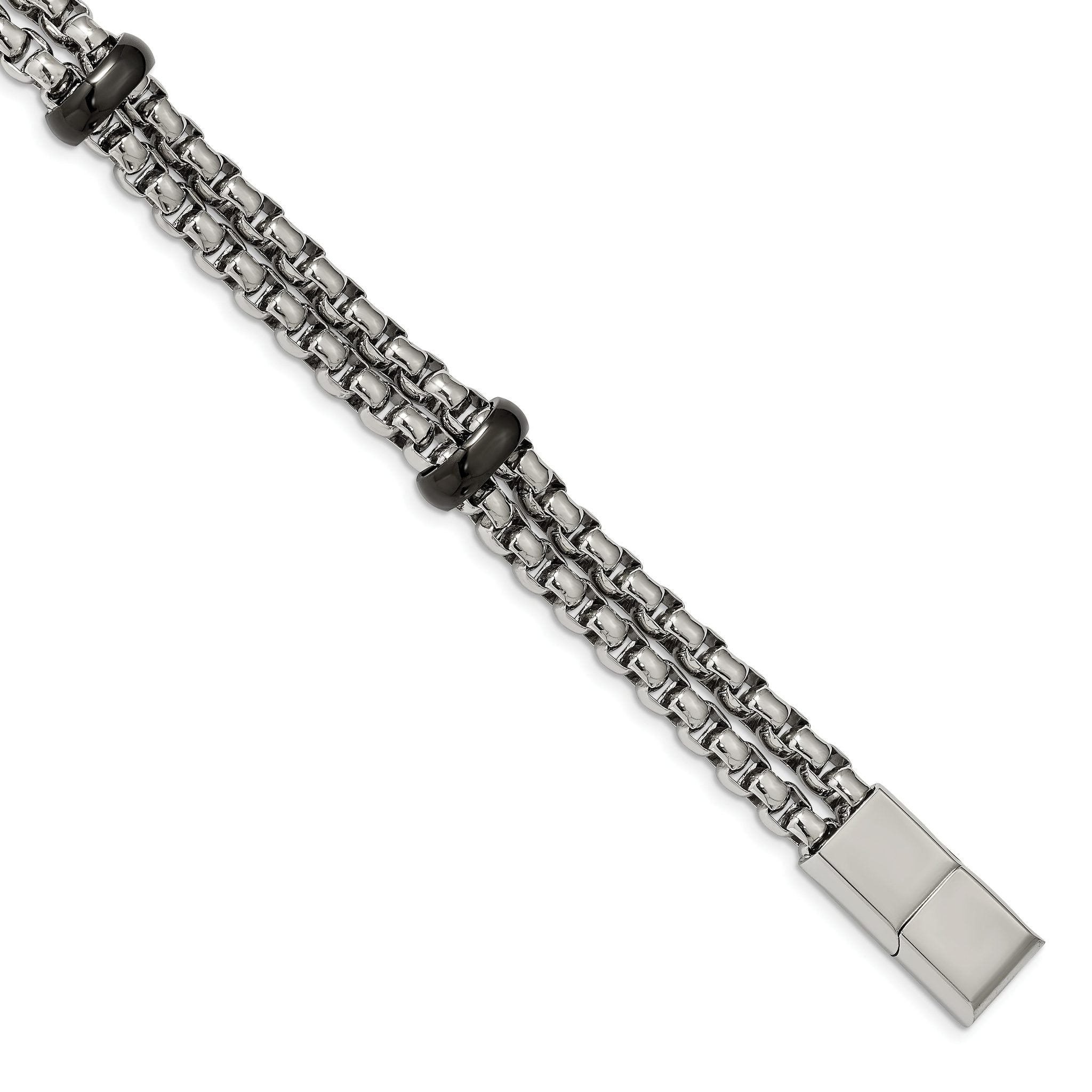 Stainless Steel Polished Black IP-plated with . ext. Bracelet for Men Main image