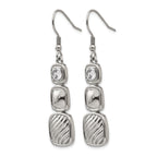 Stainless Steel Polished Square Cubic Zirconia Drop Dangle Earrings for Women
