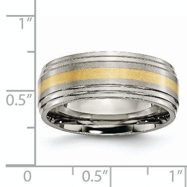 Inlay Wedding Band in Titanium & 14K Gold, 8mm