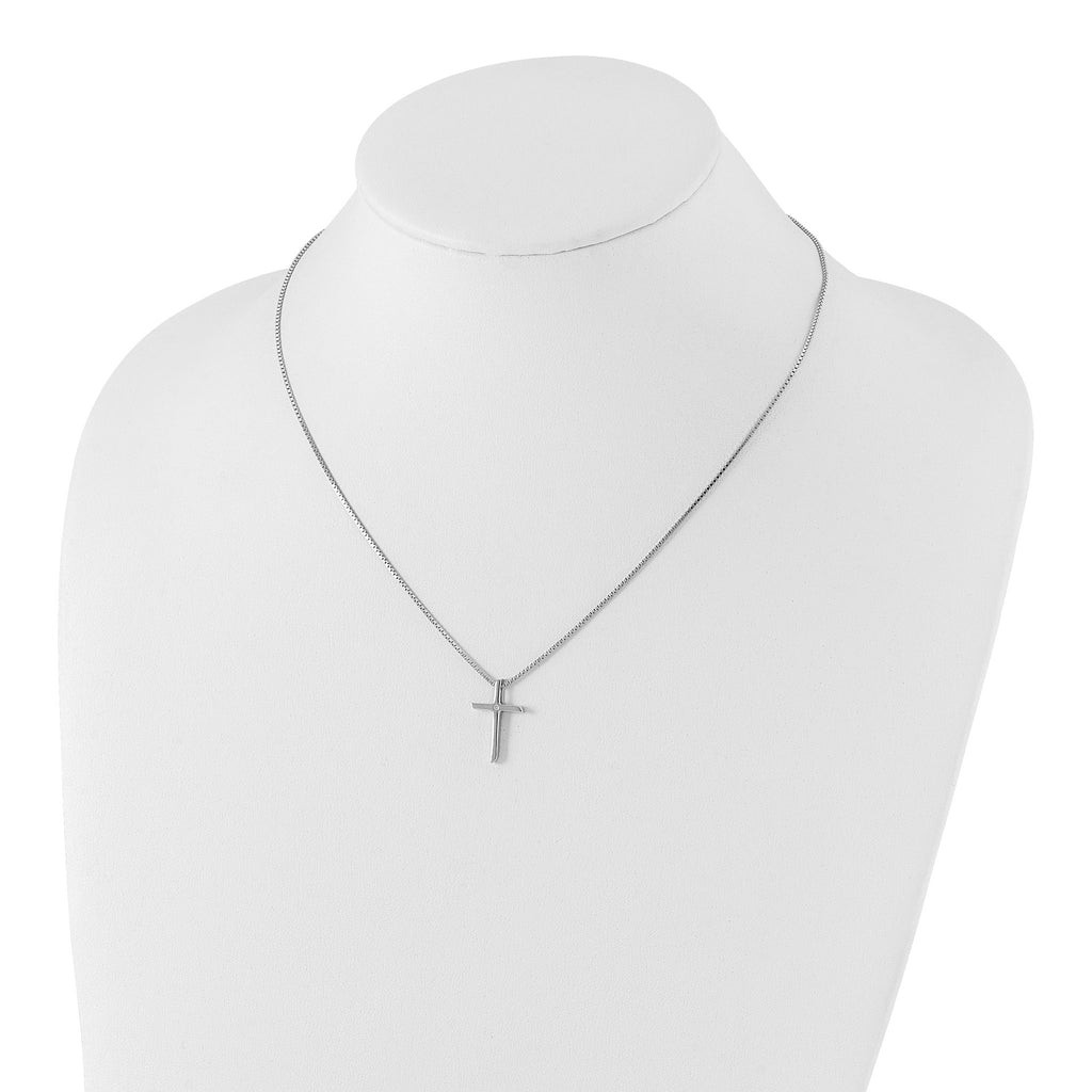 Diamond Cross Necklace in Sterling Silver, 18"