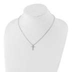 Diamond Cross Necklace in Sterling Silver, 18"