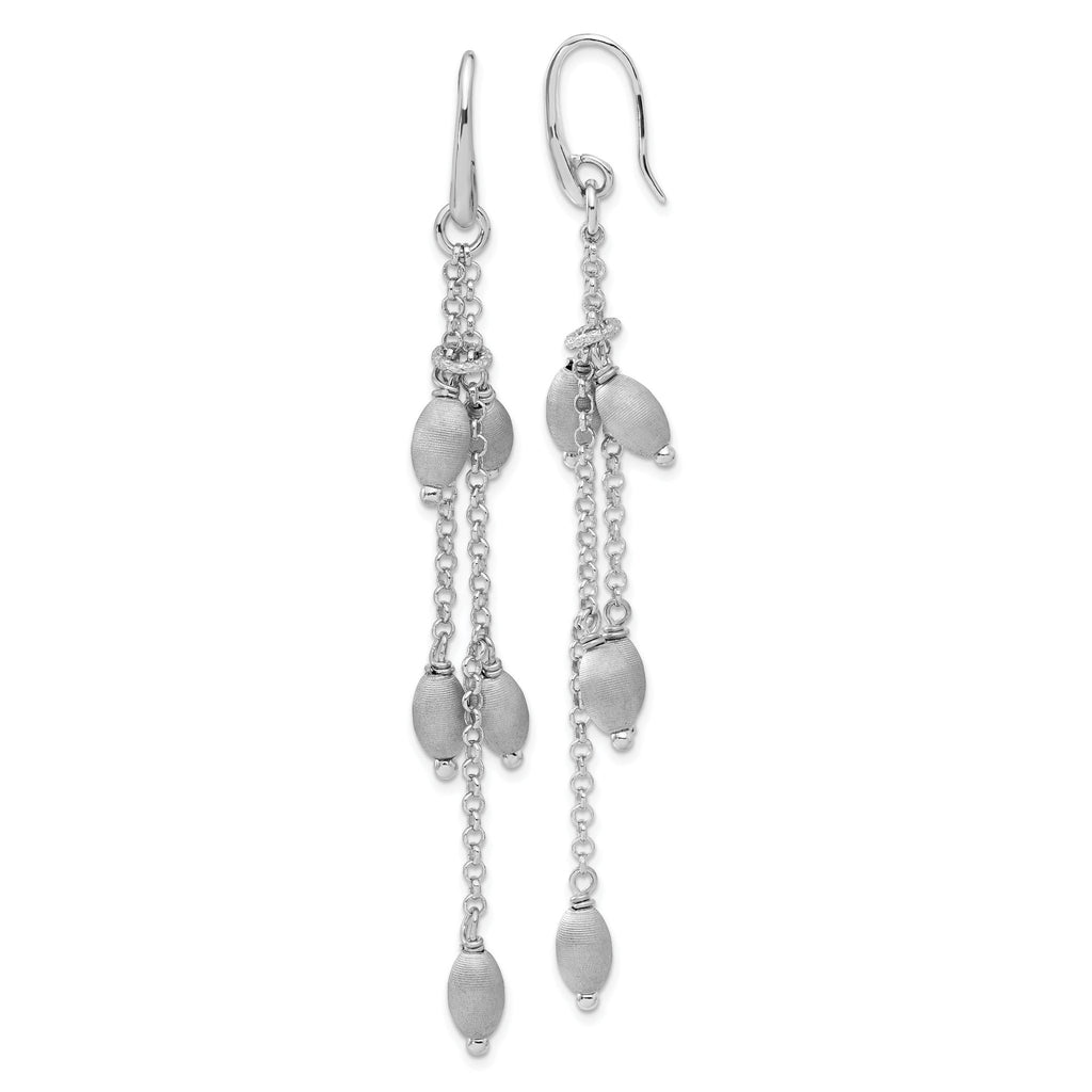 Sterling Silver 925 Triple Strand Dangle Earrings with Textured Beads