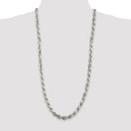 Sterling Silver Rhodium-plated 7.8mm Diamond-cut Rope Chain