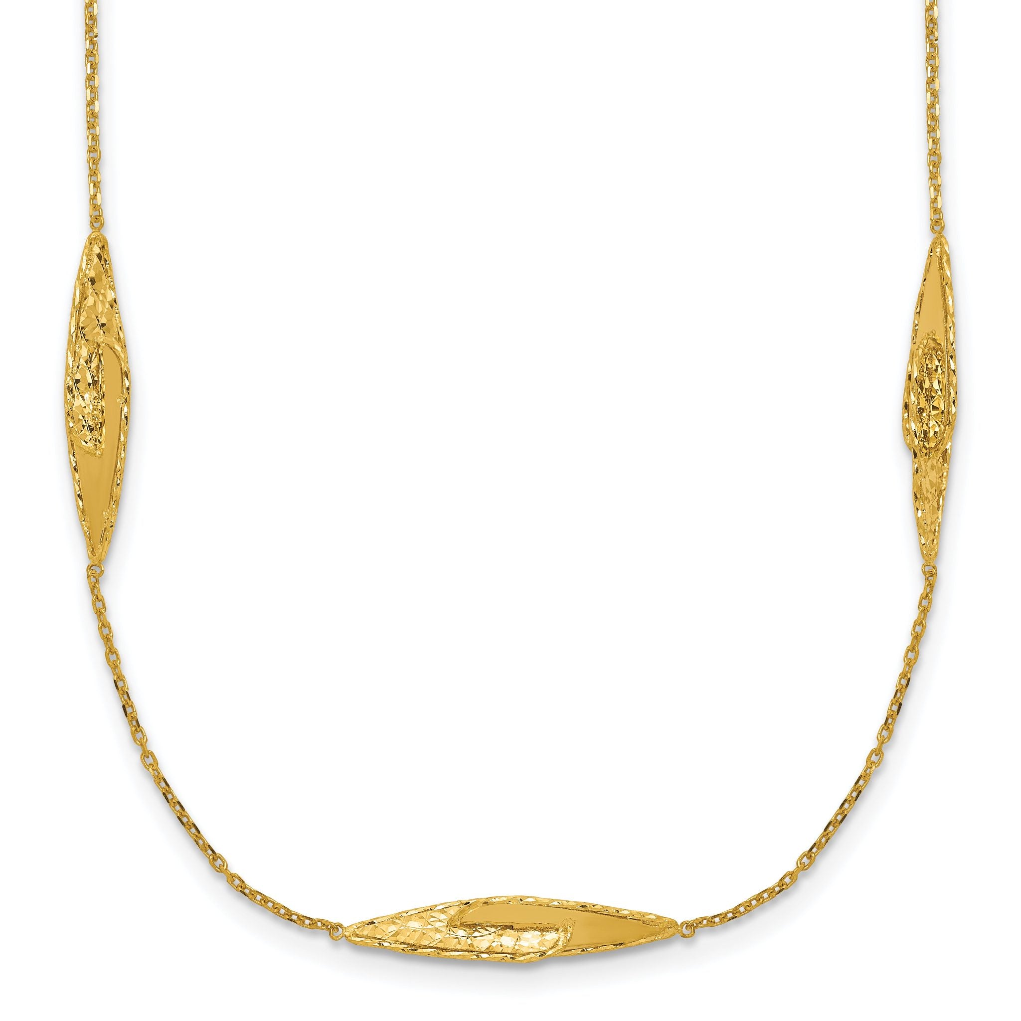 14K Polished and Diamond-cut Fancy Station Necklace Main image