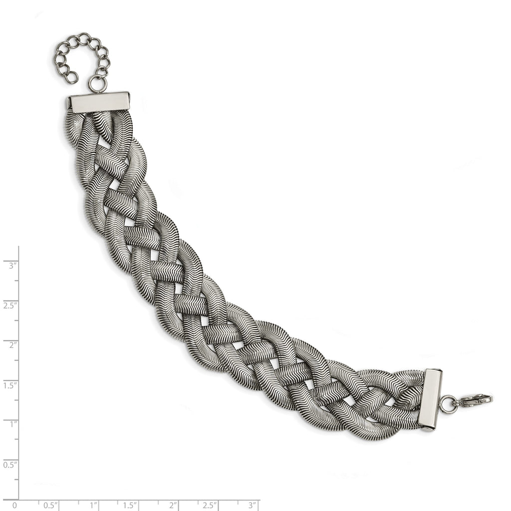 Stainless Steel Polished Braided Mesh with ext. Bracelet for Women