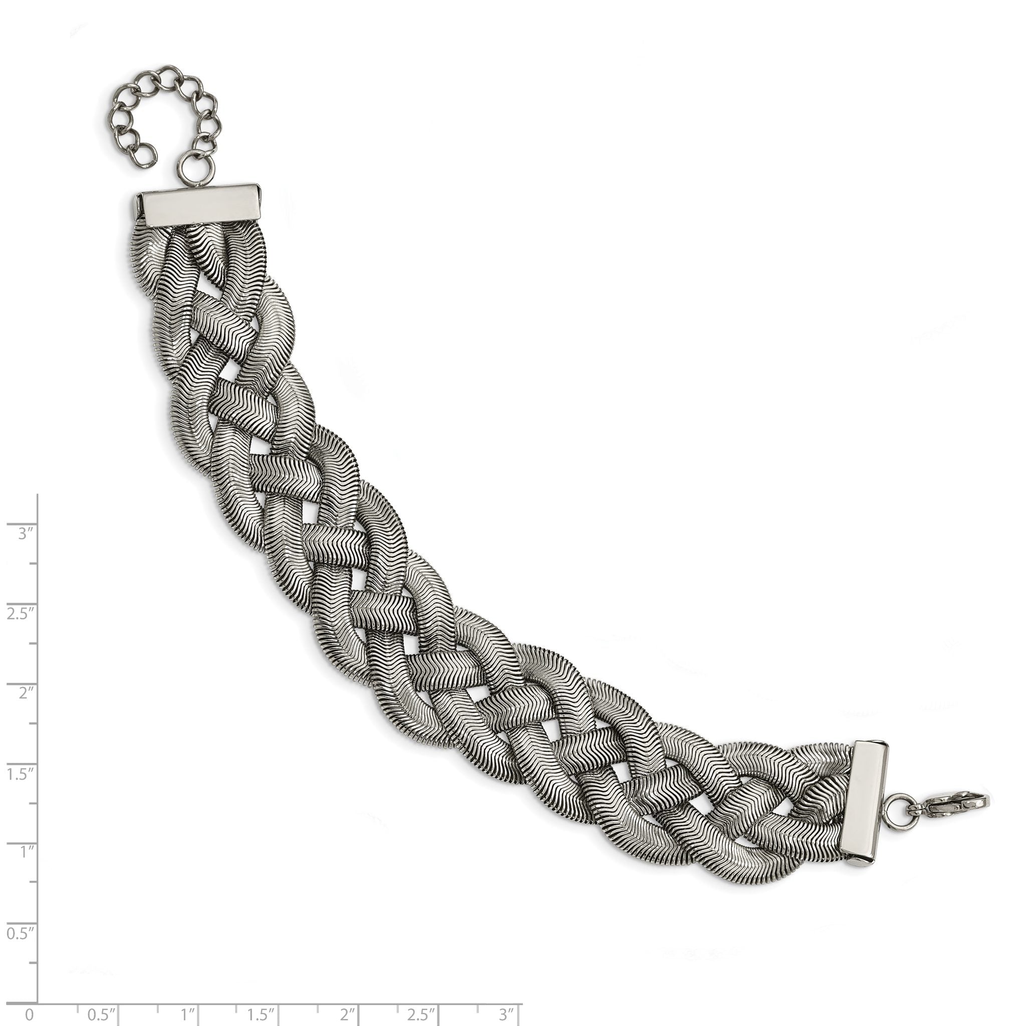 Stainless Steel Polished Braided Mesh with ext. Bracelet for Women