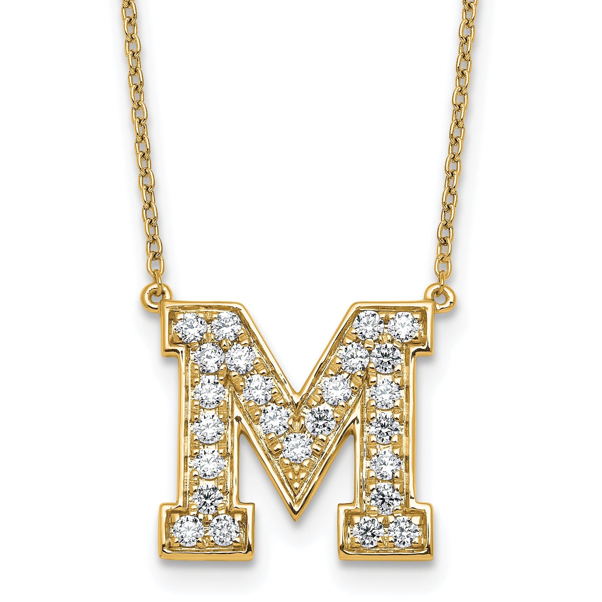 14k 5/8 carat Lab Grown Diamond VS+ F+ Complete Letter M 18 inch Initial Necklace Main image