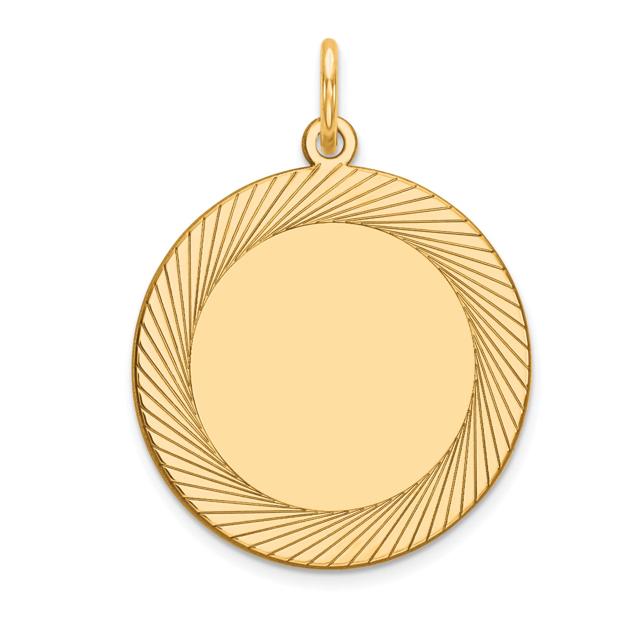 14K Etched Design .027 Gauge Circular Engravable Disc Charm Main image
