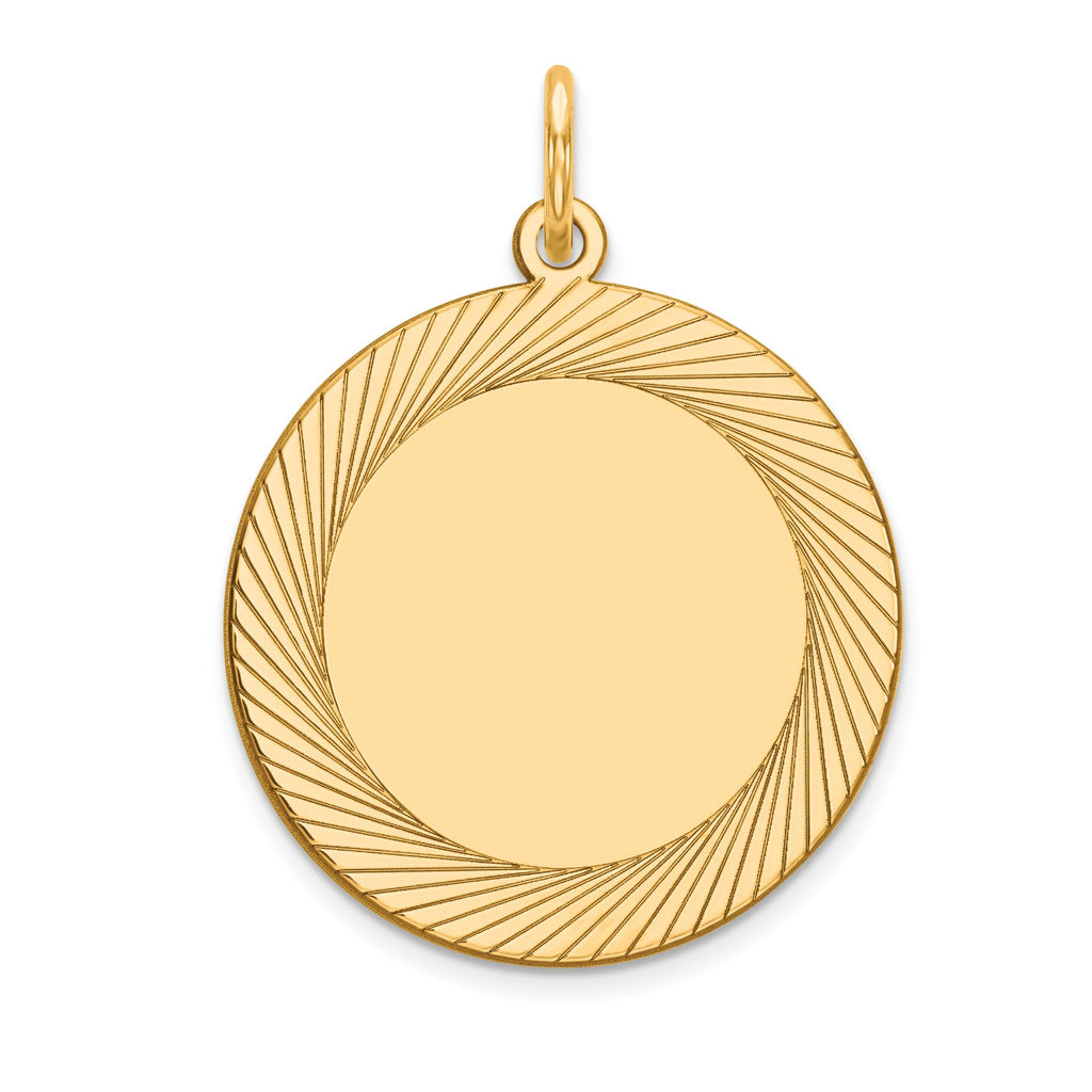 14K Etched Design .027 Gauge Circular Engravable Disc Charm