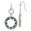 Blue Crystal Double Circle Dangle Earrings in Silver-Tone
