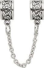 Sterling Silver 925 Floral Themed Bead with Antiqued Finish Solid Design