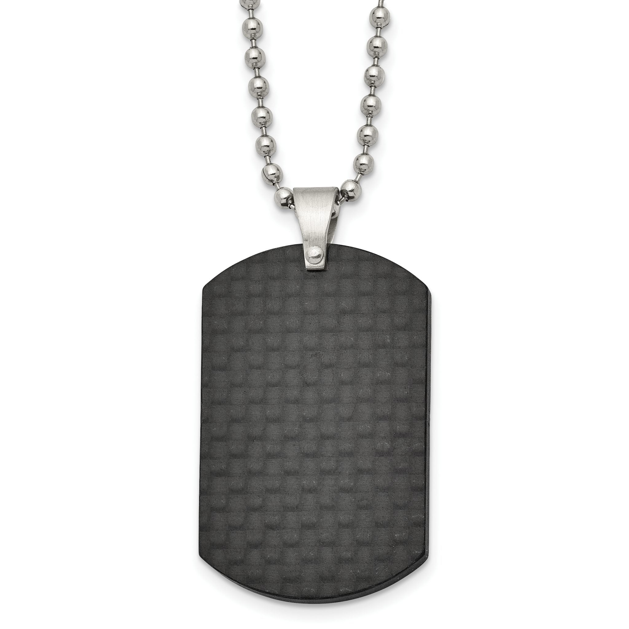 Chisel Stainless Steel Brushed Black Solid Carbon Fiber Dog Tag on a 22 inch Ball Chain Necklace Main image