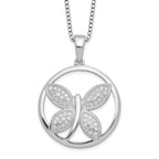 Sophia Jewelers Sterling Silver CZ Butterfly Necklace with Rhodium Plating