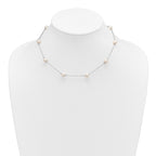 Sterling Silver Rhodium-plated 7-8mm White Semi-Round Freshwater Cultured Pearl 3-Station 7.5 inch Bracelet