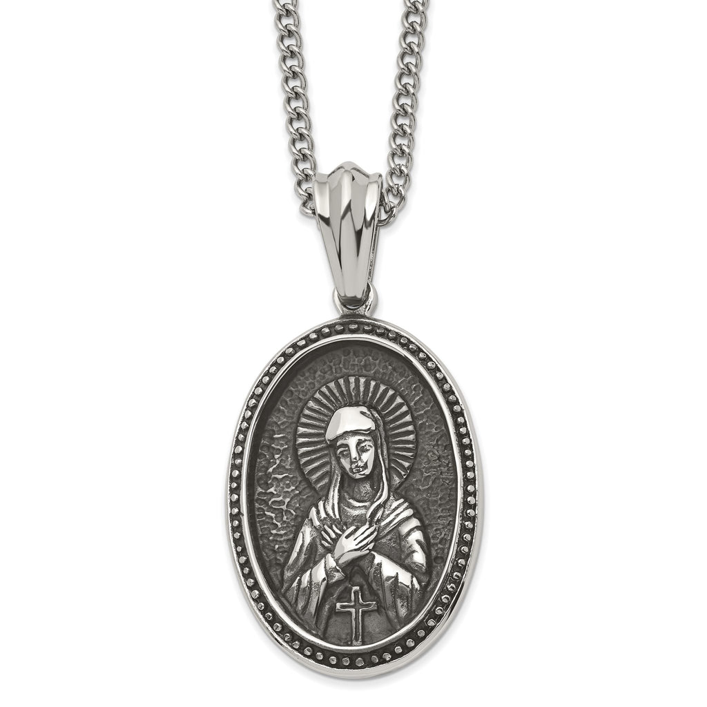 Our Lady of Guadalupe Pendant Necklace in Stainless Steel
