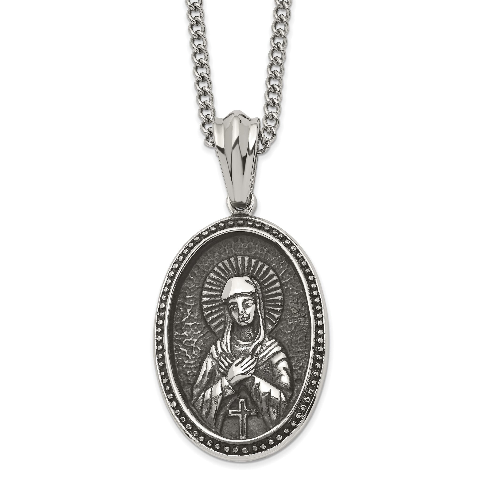 Our Lady of Guadalupe Pendant Necklace in Stainless Steel