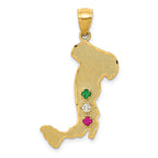 14K Gold Italy Charm with Emerald, Ruby, and CZ Stones  Elegant Themed Design