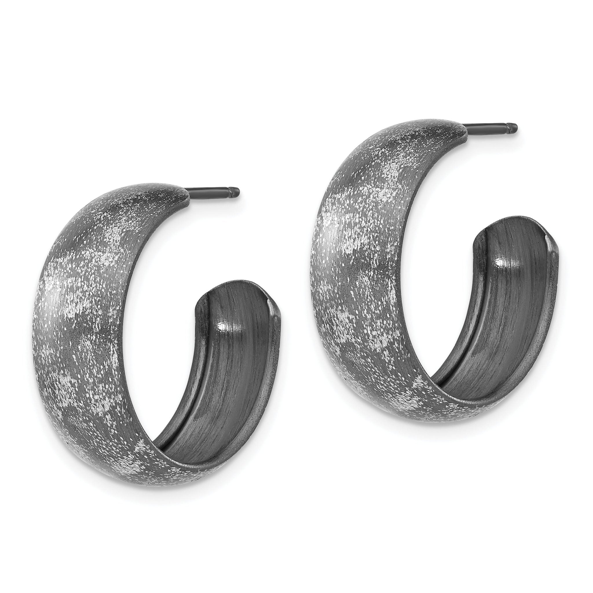 Sophia Jewelers Sterling Silver Ruthenium-Plated Textured Hoop Earrings Secondary image