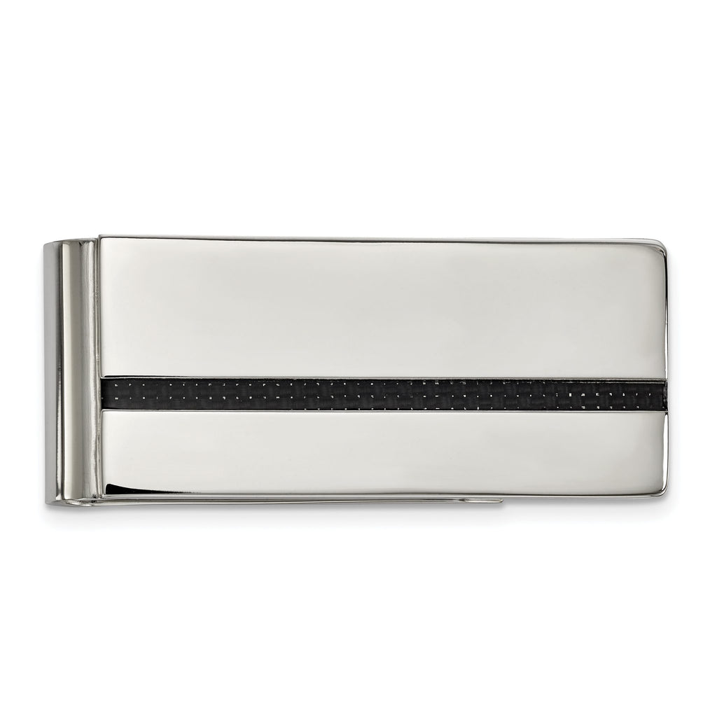 Carbon Fiber Inlay Money Clip in Stainless Steel