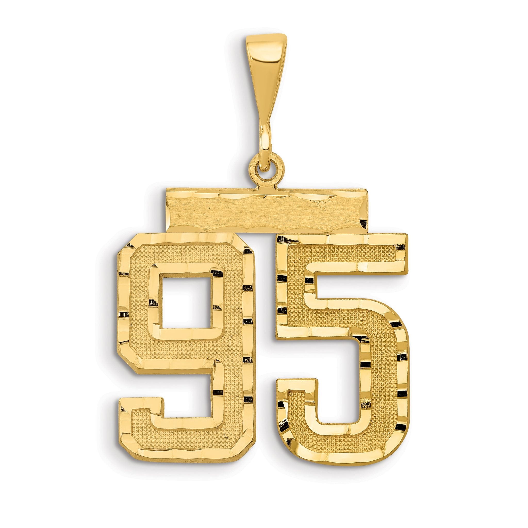 14K Gold Large Diamond-Cut Number 95 Charm with Brushed Finish