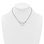 Sterling Silver Rhodium-plated Polished Circle 16 inch with 1 inch extension Necklace