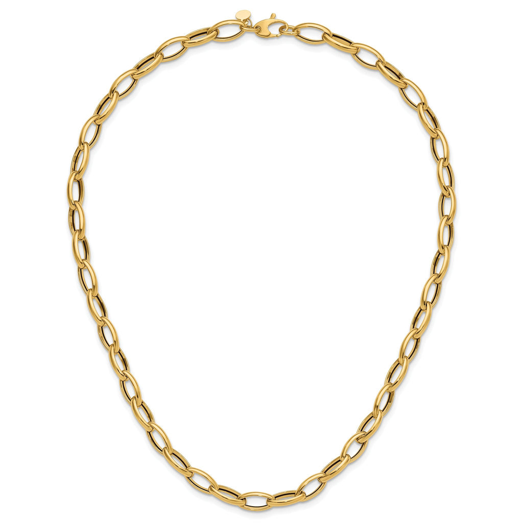 14K Polished Fancy Oval Link Necklace