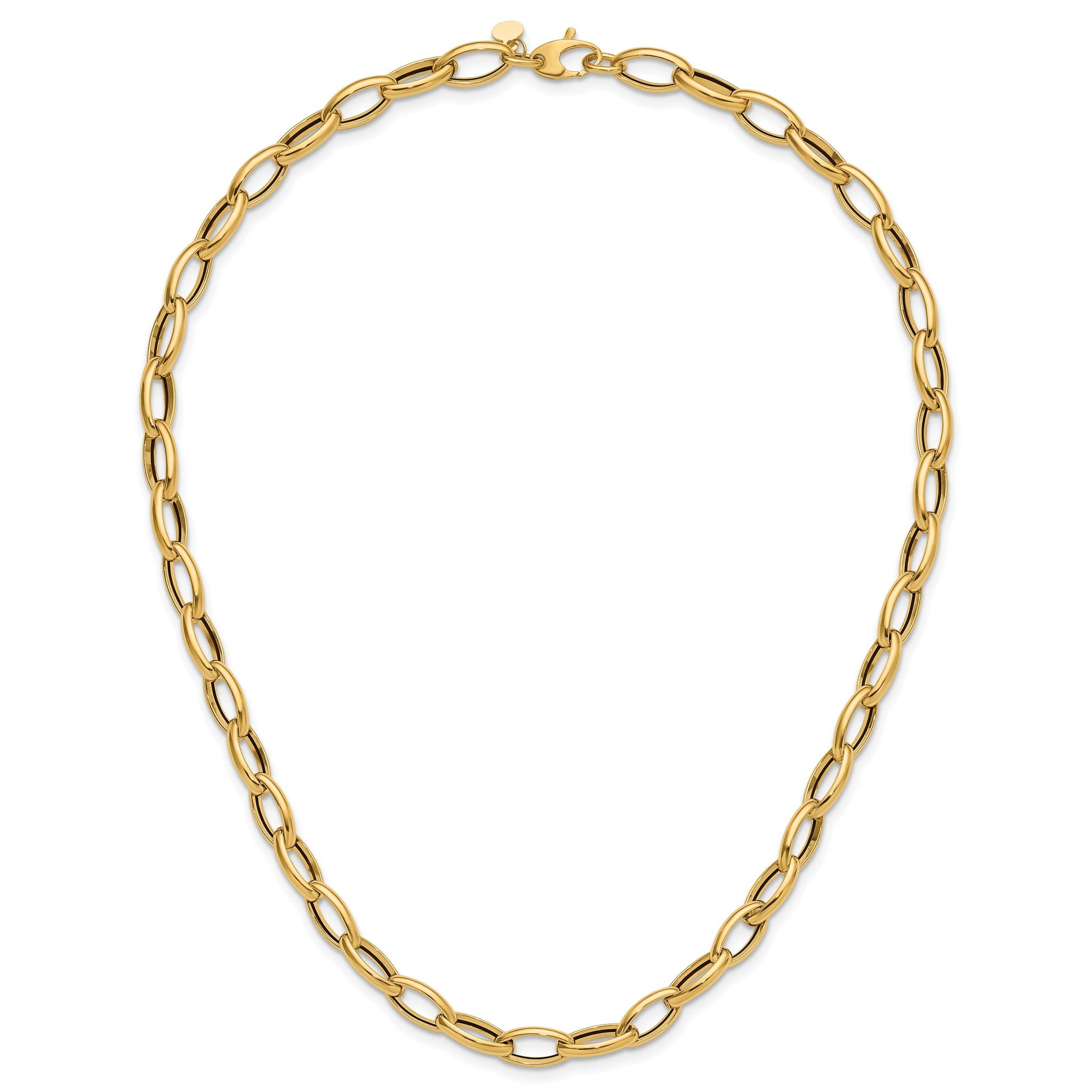 14K Polished Fancy Oval Link Necklace