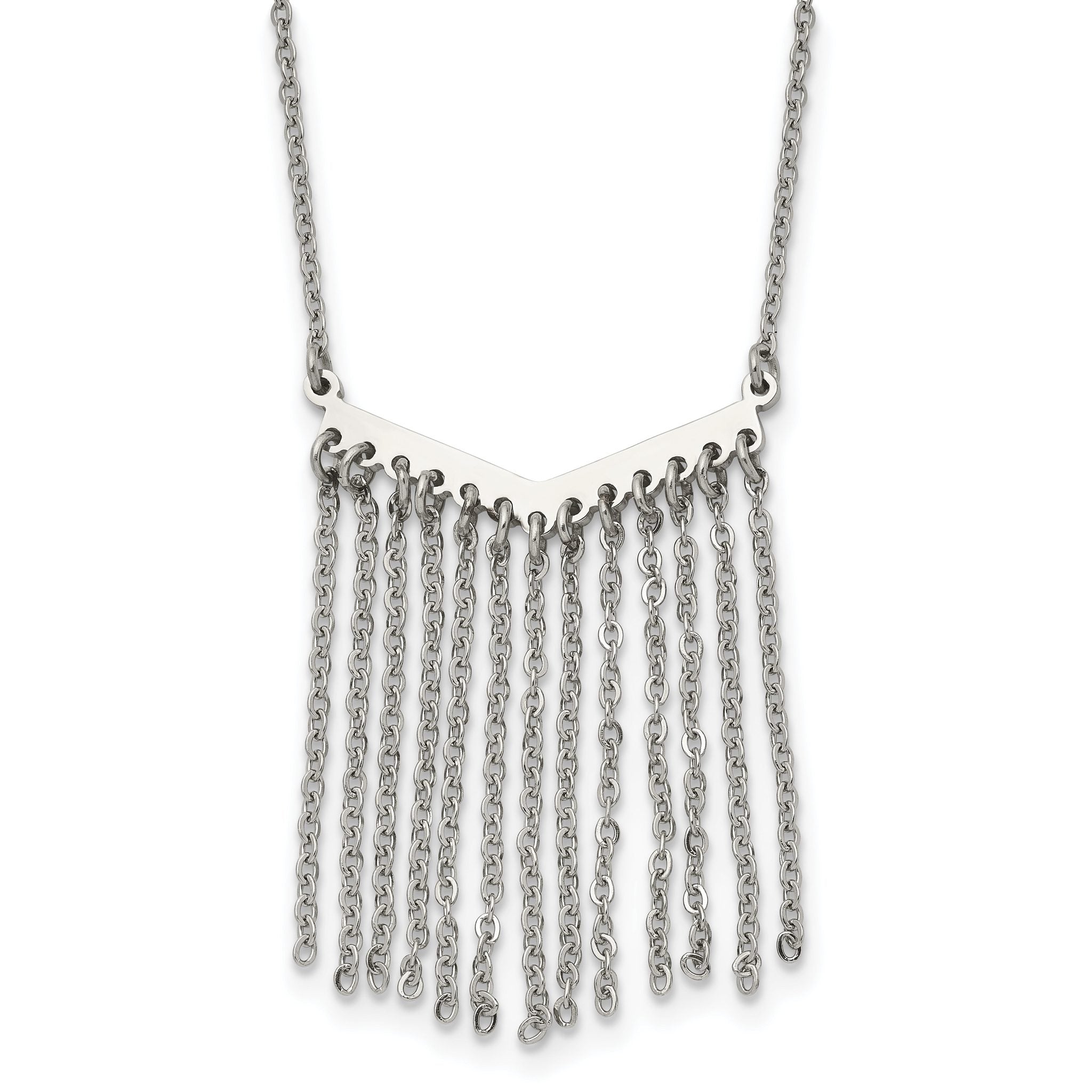 Stainless Steel Polished Multi Chain Dangle 19in Necklace Main image
