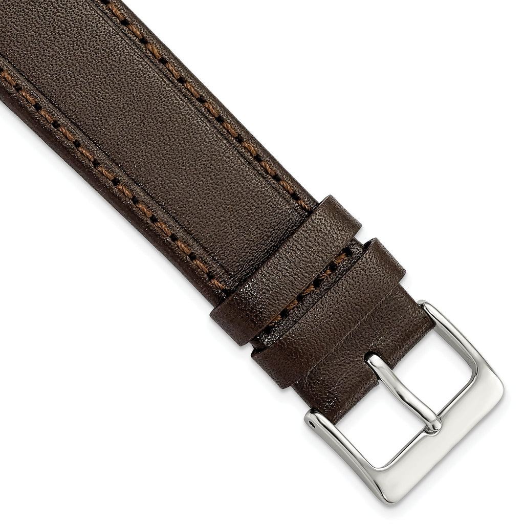 Genuine Calf Leather Watch Band in Dark Brown, 18mm