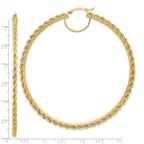 10k Polished and D/C Rope 2.95mm Hoop Earrings