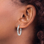 14k White Gold 2mm Square Tube Hoop Earrings