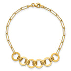 14K Polished Circles Paperclip Link Bracelet